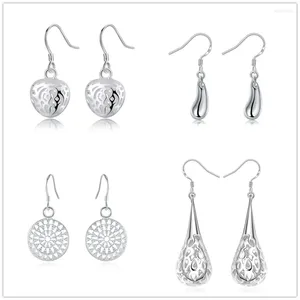 Baumelnde Ohrringe, 4 Paare/los, 925er-Sterlingsilber, Ohrring-Set, Farbe, modisch, Charms für Frauen, Dame, Mädchen, Hochzeit, Schmuck, niedlich