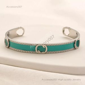 designer jewelry bracelet Bangle Designer Luxury Jewelry Stamp Green Enamel Silver Plated Stainless steel Bracelet Womens Wedding Gifts Wholesale