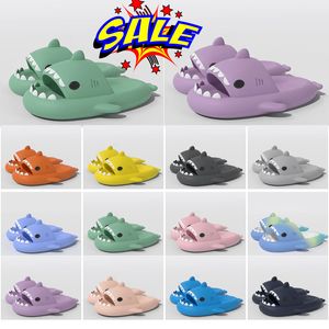 shark slippers Designer Slides sandal Slippers Beach Classic Flat Sandal Luxury Summer Lady Flip Flops Men Women