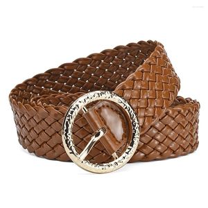 Belts Women Braided Belt Woven Knitted Waist Bright Faux Leather Strap No Holes Decorative Waistbands Clothes Accessories