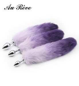 One Purple Faux Fur Fox Tail Butt Plug Metal Anal Plug Adult Sex Toys Anal Tail Toys Sex Products For Woman Men Couple AuReve S9248874856