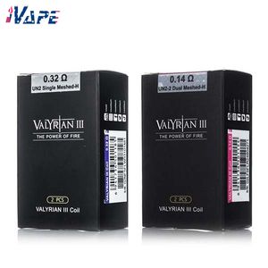 Uwell Valyrian 3交換コイル2PCS/パックメッシュコイルUN2シングルメッシュ-H 0.32OHM UN2-2デュアルメッシュ-H 0.14OHM Valyrian-3キットとタンクのフィット