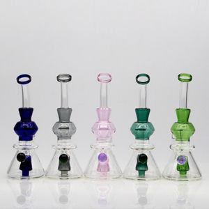 8inch Glass Bong Tobacoo Hookah 5Colors Percolator Water Pipe 14mm Feminino Joint com Tigela