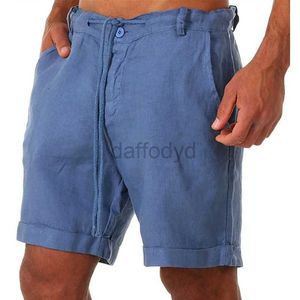 Herr shorts sommar bomullslinne shorts män avslappnad strand korta byxor svart vit grå joggar tröjor homme nya mode -dragskorskort240110