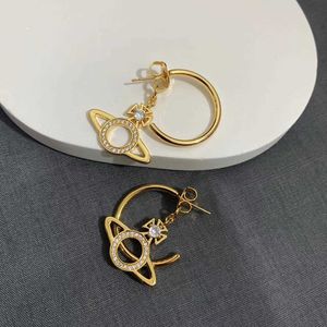 2024designer Western Empress Dowagerearring Stud Women's Personality Network Red Wind Saturn Circle with Diamond Earring Edition