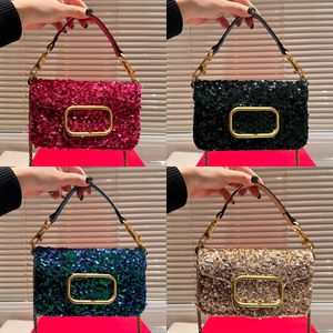 Mini Women 3D Embroidery Top Handle Shoulder Bag Italy Luxury Brand V Glitter Sequins Designer Flap Crossbody Bags Lady Chain Strap Small Clutch Evening Handbag