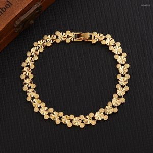 Braccialetti con ciondoli Bracciale gioielli con placca in oro Donna Uomo Fine Pulseira Feminina Matrimonio Bizuteria 24 K Colore dorato Fidanzamento Bangle Party