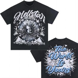 Designer camiseta Hellstar algodão t-shirt moda preto homens mulheres designer roupas desenhos animados gráfico punk rock tops verão high street streetwear