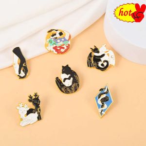 Dragon Yin Yang Koi Cat and Baby Hands Enamel Pins Love Ice Cream Cat Coffee Planet Wizard Glasses Magic Book Alloy Brooch Badge