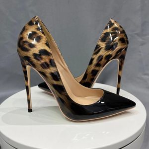 Scarpe eleganti Patchwork 12 cm Scarpe da donna con stampa leopardata abbinata ai colori Tacchi alti 10 cm Parte superiore stretta sexy Taglia grande 33-45