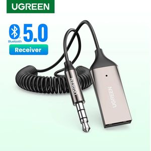 Głośniki Ugreen Bluetooth Aux Adapter bezprzewodowy odbiornik samochodu Bluetooth USB do 3,5 mm gniazda audio muzyka mikrofonowa adapter dla głośnika samochodowego głośnika samochodowego