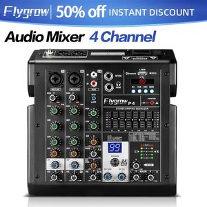 FlyGrow P4 Professional Audio Mixer 4Channel 99 DSP USBBLUETOOTH 3 Wyrównanie Monitorowanie w czasie rzeczywistym Monitorowanie dźwięku 240110