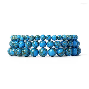 Strand cor de ouro azul turquesa pulseiras feminino pedra natural quartzs contas estiramento pulseira chakra yoga cura reiki jóias