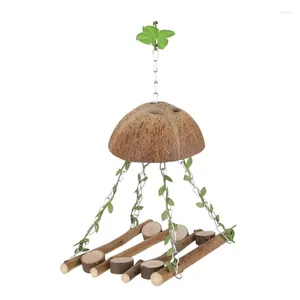 Andra fågelförsörjningar Wood Bridge Ladder Coconut-Shell Toy For Papegoots Parakeets cockatiel grossist