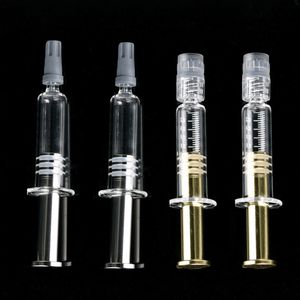 Bomba de seringa descartável de vidro, êmbolo prateado dourado, 1.0ml para tanque m6t th205, atomizador de óleo grosso, caixa de bandeja, acessórios