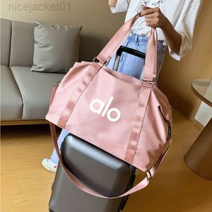 디자이너 Aloyoga Bag al aloos 요가 피트니스 가방 휴대용 요가 가방 여성용 습식 및 건조한 분리 방수 대용량 수하물 가방 짧은 거리 이동 가방