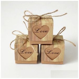 Gift Wrap 500Pcs Gift Wrap Kraft Paper Hollow Out Love Heart Favor Box Wedding Birthday Party Handmade Soap Jewelry Candy Packaging Dr Dhl5Y