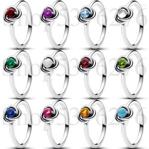 클러스터 링 2024 Winter 925 Sterling Silver 1 월 2 월 2 월 4 월 Birthstone Eternity Circle Fashion Ring for Women Gift DIY