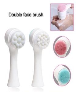 Double Side Silicone Facial Cleanser Brush Portable Vibration Massager för kropp och ansiktshud Care5945608