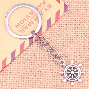 Nyckelringar 20st Fashion KeyChain 22x20mm Ships Wheel Helm Roderhängen Diy Men smycken bil Key Chain Ring Holder Souvenir för gåva