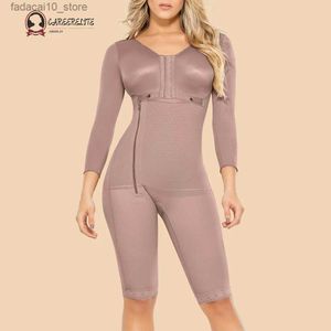 Cintura Barriga Shaper Corpo Inteiro Shapewear Com Sutiã Fajas Colombianas Long SleevedHooks Bodysuit Joelho Espartilho Colete Shaper Para Mulheres Estágio 2 Q240110