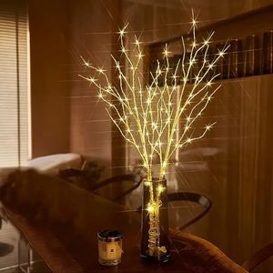 1 st 2.62ft 50LED lysande vit björkgren dekorativt ljus, simulerad konstgjord gren drivs av batteri, för inomhus och utomhus jul, bröllop, fest
