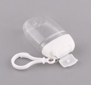 Bottiglia di plastica disinfettante per le mani da 30 ml bottiglia di vibrazione petg piccola confezione di campioni bottiglia gancio portatile barattoli portachiavi portatile Clear7809136