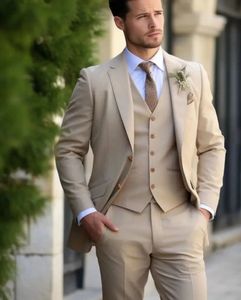 Champagne mens Tuxedo Wedding Suits For Men Bespoke Groom Wear Formal Fashion Men Suit Prom Party BlazerPantsVest 240110