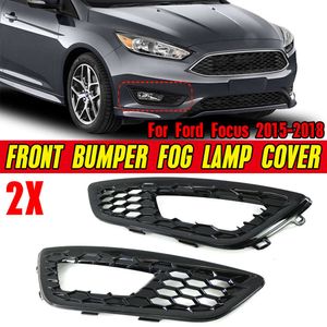 Neue 2Pcs Honeycomb Auto Front Stoßstange Nebel Licht Abdeckung Gitter Für Ford Focus 2015 2016 2017 2018 15A299-AA 15A298-AA Glanz Schwarz