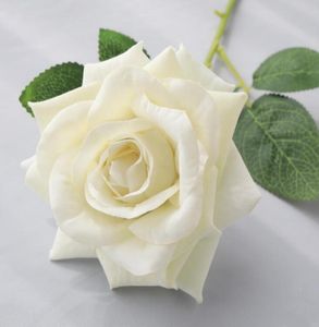 Sztuczne kwiaty Pojedyncze łodydze kwiaty róży na wesele dekoracje domu walentynkowe prezent aksamitny materiał sztuczny kwiat róży 7706884