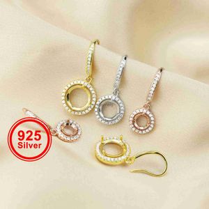 Stud 5-8mm Round Prong Bezel Rose Gold Plated Solid 925 Sterling Silver Hook Earrings Blomma inställningar för Gemstone Moissanite 1706041 YQ240110