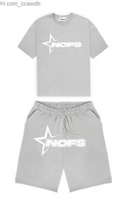 Herrspåriga harajuku hiphop överdimensionerade t -short shorts sportkläder set nofs brev utskrift lös träning män mode streetwear 2 piece set t240110 164