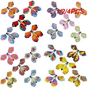 Juldekorationer 1/2/4st Butterfly Flying in the Book Fairy Rubber Band Powered Wind Up Card Toy Children Surprise Present