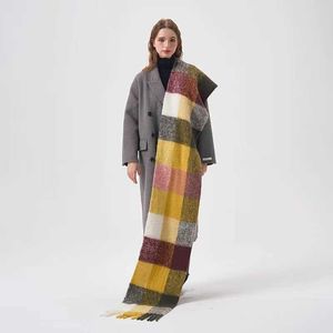 Scarves 2023 New Scarf Autumn and Winter Multicolor Thick Plaid Ac Men's Women's Same Length Thermal Shawl55dbhy6a 9Y0NQ