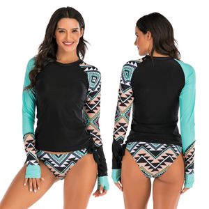 Tute Nuovo costume da bagno sexy Bikini Mujer Rashguard donna Costumi da bagno a maniche lunghe Surf Costume da bagno a due pezzi Tankini Set Surf Nuoto