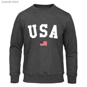 Herrtröjor tröjor usa amerikansk flagga patriotiska tryck herr hoody mode lös tröja hösten varm fleece hooded mode casual klädkvinnor t240110