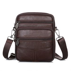 Erkekler Orijinal Deri Crossbody Omuz Çantaları Yüksek Kaliteli Tote Fashion Business Man Messenger Bag Fanny Pack 240110