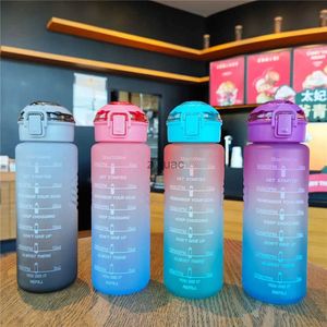 Vattenflaska 1000 ml studsar täcker vattenflaskor Gym Drinkware Cups 35 oz med halm motiverande tidsmarkör utomhus sport vatten cup yq240110