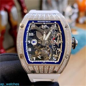 Richardmill RM014 herrklockor med diamantmanuell mekanisk 45x38.9mm Tourbillon Watch Platinum Original Diamond Tourbillon Fun P1