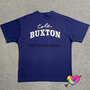 T-shirt da uomo Doppio ricamo Cole Buxton Tee Uomo Donna Blu scuro Cole Buxton T-shirt Oversize Tops Alta qualità CB Manica cortaeffimero