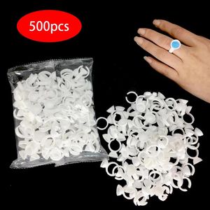 Pinsel 500pcs Einweg -Mikroblading -Pigmentkleber Ringe Tattoo Tintenhalter S/M/L Augenbrauen Make -up -Zubehör Essweiterung Kleberbecher