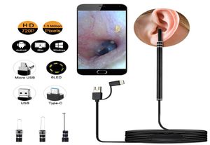 EPACK Pulizia dell'orecchio Endoscopio Cucchiaio Mini fotocamera Raccoglitrice per orecchie Rimozione cerume Bocca visiva Naso Otoscopio Supporto Android PC3166164