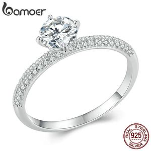 リングbamoer 0.75ct dカラーVvs1 Ex Moissanite Ring for Women Engagement Wedding 925 Sterling Silver Rings Fine JewelryMSR008