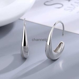 Stud Crescent Moon Big Circle Hoop Brinco 925 Sterling Silver Brincos para Mulheres Breve Design Moda Fine Jewelry Ear Party Gift YQ240110