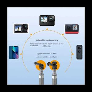 Selfie monopodlar telesin karbon fiber selfie çubuk monopod, insta360 osmo aksiyon dji aksiyon kamerası için 1/4 vida ile uzatılabilir