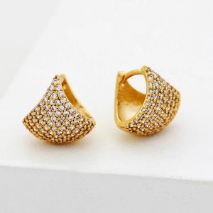 Earrings Brass With 18k Gold Circle Zirconia Hoop Earrings Women Jewelry Party Boho T Show Gown Runway Party Rare Korean Japan Trendy