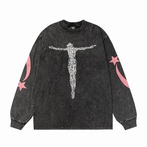 Męskie projektanty długie T koszule Kobiety długie wysokiej jakości rękawie Hellstar Studios Records Crewneck TEE Drukuj mężczyźni