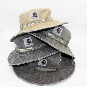 Wash camouflage large eaves outdoor sun shading hat men's and women's tide basin hat foldable wind rope