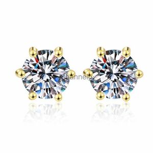 Stud ES0044 Lefei Fashion Trendy Classic Luxury Moissanite Golden Paws 6 Crown Earrings For Charm Women Silver 925 Party Jewelry Gift YQ240110