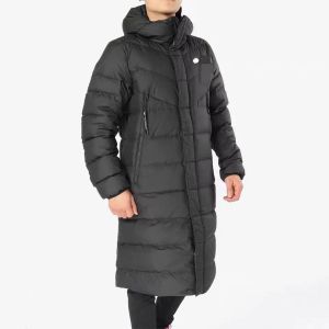 Herrrock vinter lång down jacka kvinnor ner parkas huva ner jackor tjock mode lång huva utomhus varm bomull överrock klassisk stil lyx vindtät unisex